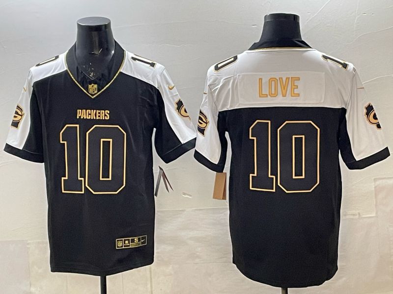 Men Green Bay Packers #10 Love Black gold 3th generation Nike 2025 Limited NFL Jersey style 01->green bay packers->NFL Jersey